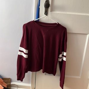 Slightly cropped hollister waffle knit long sleeve